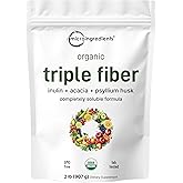 Micro Ingredients Organic Triple Fiber Powder, 2lb | Natural Prebiotic to Support Digestive & Gut Health | Soluble, Easily Digestible | Unflavored, Vegan