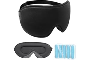 LYSIAN Sleep Eye Mask Men Women-3D Concave Comfortable Cooling Mask Blindfold for Adult Night Sleep Eyes Cover with Foam Ear Plugs for Sleeping, Yoga, Nap, Travel, Black