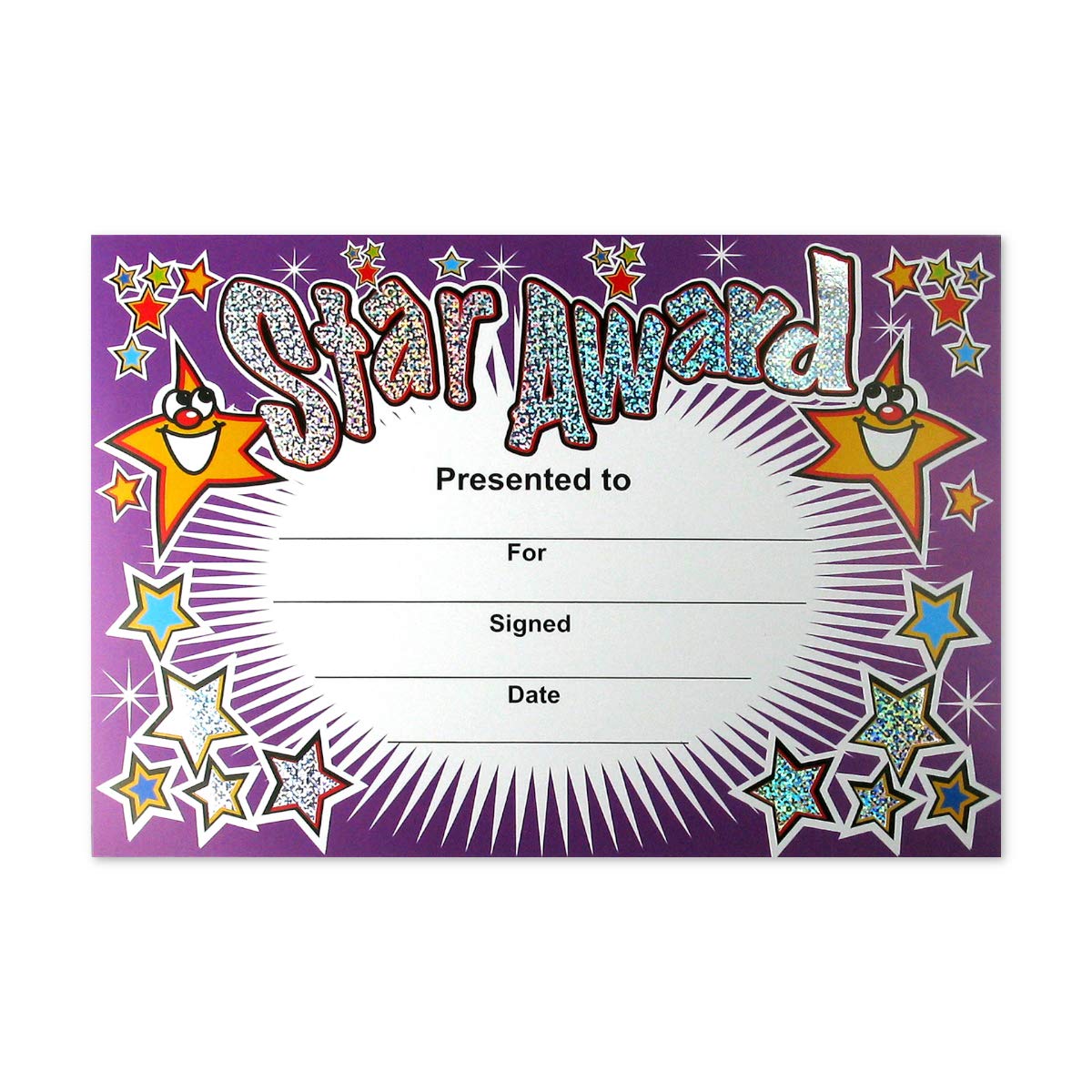 Sparkly Reward Certificates for Kids – Pack of 20 A5 Personalised Star Awards for Pupils, Teachers & Parents – School, Sports Day, Behaviour, Reading & Maths Achievements – By SuperStickers