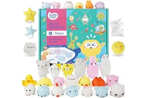 KIDDYCOLOR 50 Pack Mochi Squishy Toys, Kawaii Animal Squishies Toy Set for Kids, Mini Soft Stress Relief Toys for Easter Party Favors, Birthday Gift, Classroom Prize, Goodie Bag