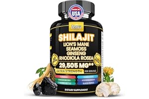 ZENVA WELLNESS Shilajit and Sea Moss Combo Pure Shilajit for Men and Women Himalayan Shilajit Capsules Extra Strength with Lions Mane, Rhodiola Rosea, Ashwagandha, Cordyceps, Ginseng Plus Turmeric