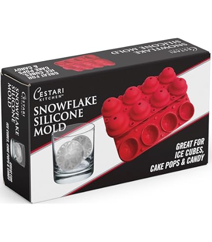 ACOOKEE Lot De 4 Moules à Glaçons Fantaisie En Forme De Flocon De Neige Pour Femme, Grande Sphère Ronde De 6 Cm Pour Whisky, Bourbon, Cocktails