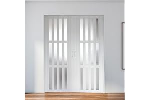 CCBOYSHARDWARE 60X80in Double Accordion Door,Folding Doors Interior for Closet Includes Installation Hardware and Lock, White