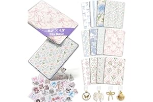 Kaciola 12PCS Inserts Cardstock and 4PCS Charms for E-reader with 50PCS Stickers for Insert, 6.2"x4.3" Vintage Flower Theme B
