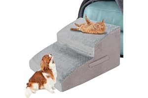 Stonehomy 2 Tiers Soft Foam Dog Steps for Small Dogs Cats, Extra Wide Non-Slip Pet Stairs for high Bed Sofa and Couch, Portable Pet Ladder for Older and Injured Dogs Cats, Pet with Joint Pain