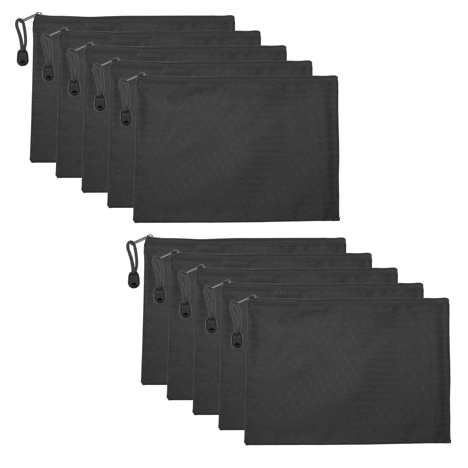 PATIKIL Waterproof Zipper File Bags, 10 Pack A5 Document Holders Pencil Pouch for Office, Black