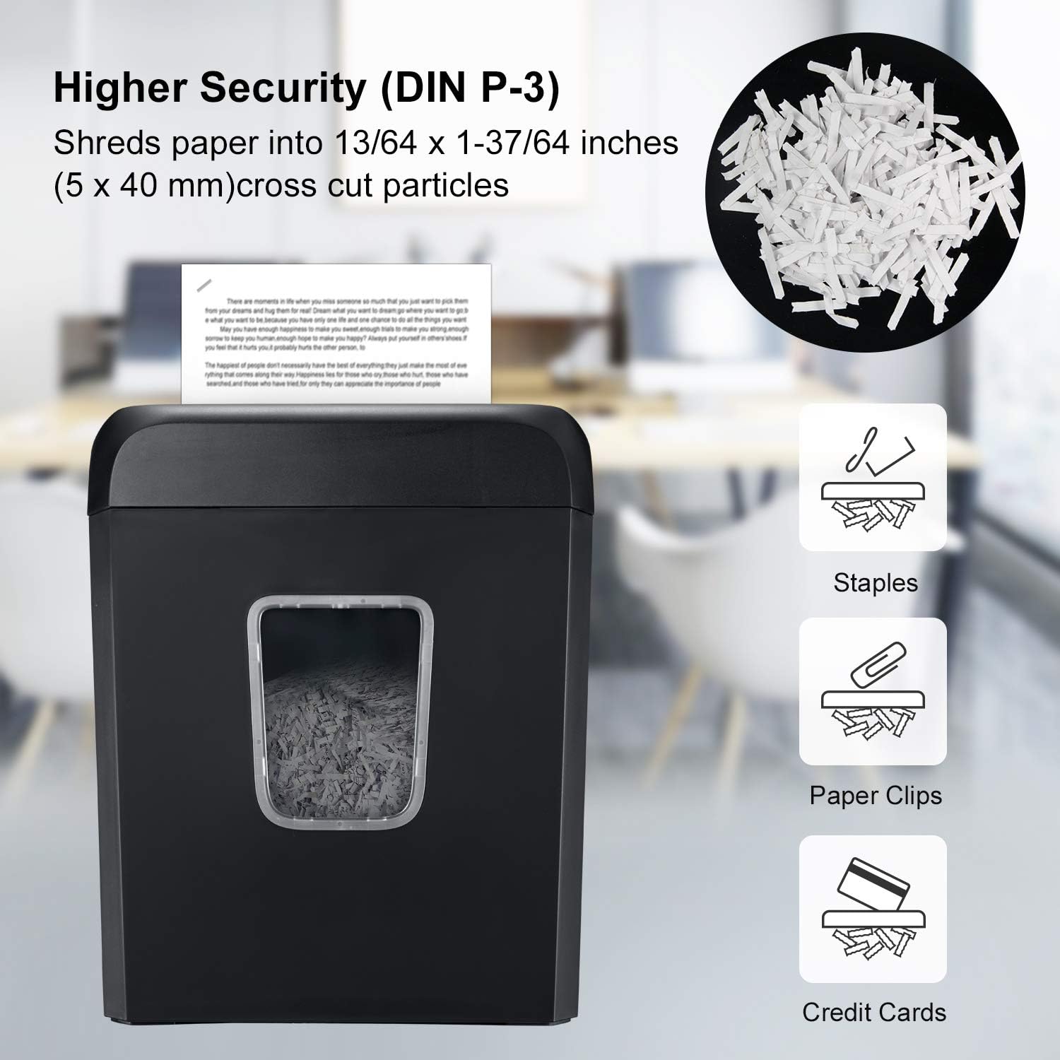 Shredder for Home, Bonsaii 6 Sheet Cross Cut Paper Shredder for Small Home Office Use, Portable Handle Design with 3.4 Gallons Wastebasket (C237-B) : Electronics