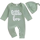Newborn Baby Boy Clothes Little Brother Romper Jumpsuits One Piece Infant Coming Home Outfit 2Pcs Clothing Set