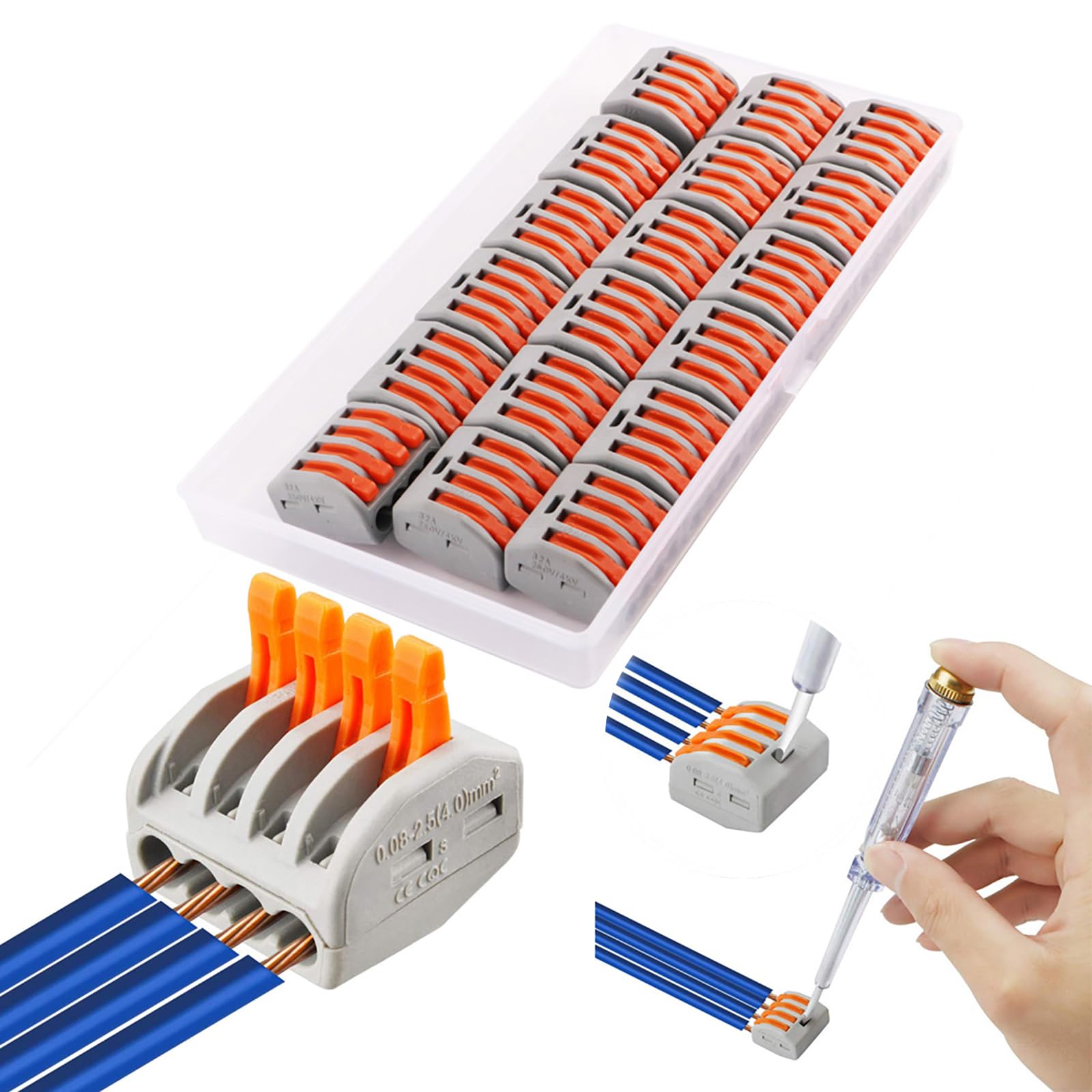 CESFONJER Lever Nut Connector, Assortment Conductors Compact Wire Connectors 222-414(18 Pack)