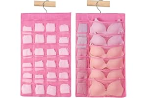 FCOZM Dual Sided Hanging Closet Underwear Organizer Storage with Metal Hook, Hanging Door Wall Wardrobe Storage Bags Organize