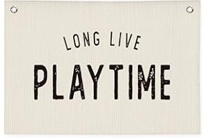 Wheatwin Playroom Decor, Long Live Playtime Banner, Linen Banner Wall Hanging Canvas Banner Flag Decor for Toddler Boy Kids Room Nursery Playroom