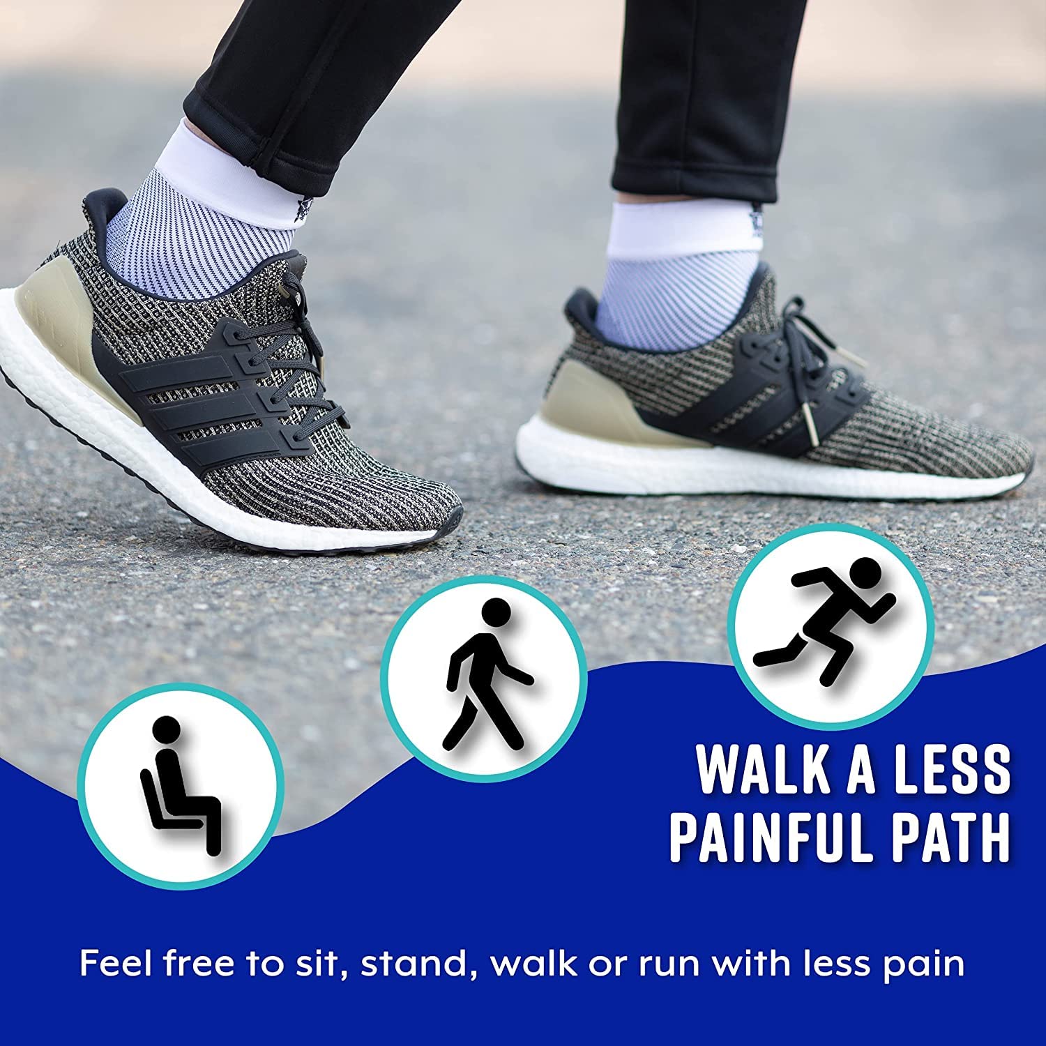 Compression Socks for Plantar Fasciitis & Achilles Tendonitis Relief – Pair of Ankle Compression Sleeves for Foot Swelling, Heel Spurs, Pain & Fatigue – Comfortable Arch Support Brace for Daily Use (Black, Medium)