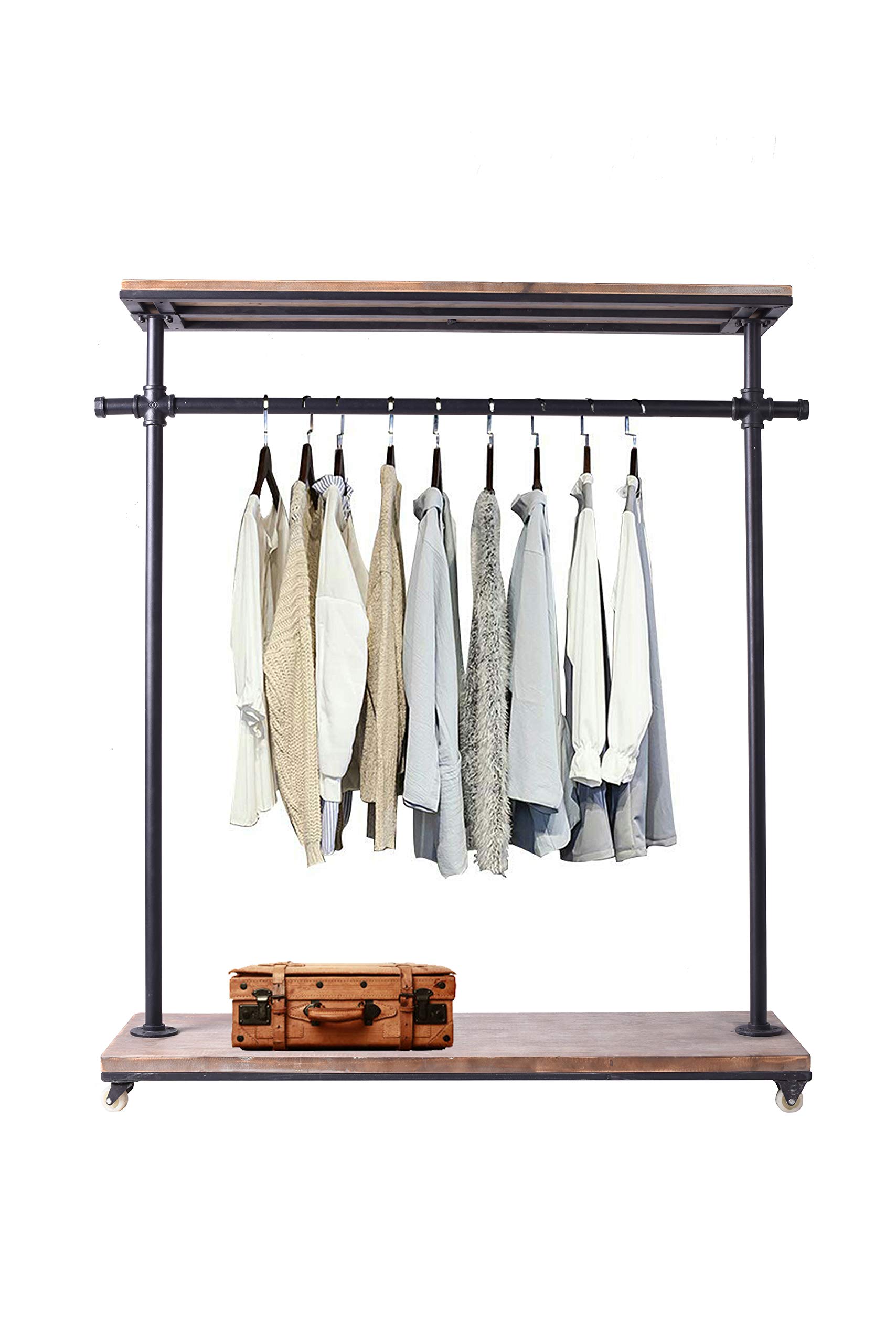 Articial 2 Level Commercial Clothing Rack,Industrial Pipe Clothes Rack