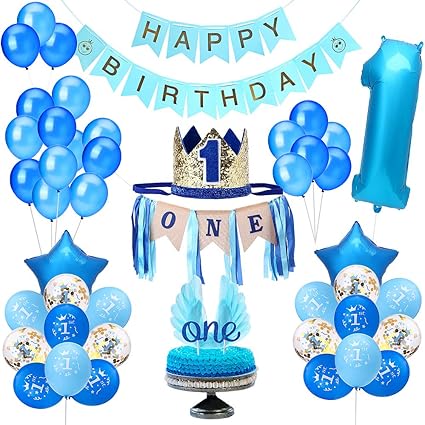 Amazon Com Party 1st Birthday Boy Decorations Includes High