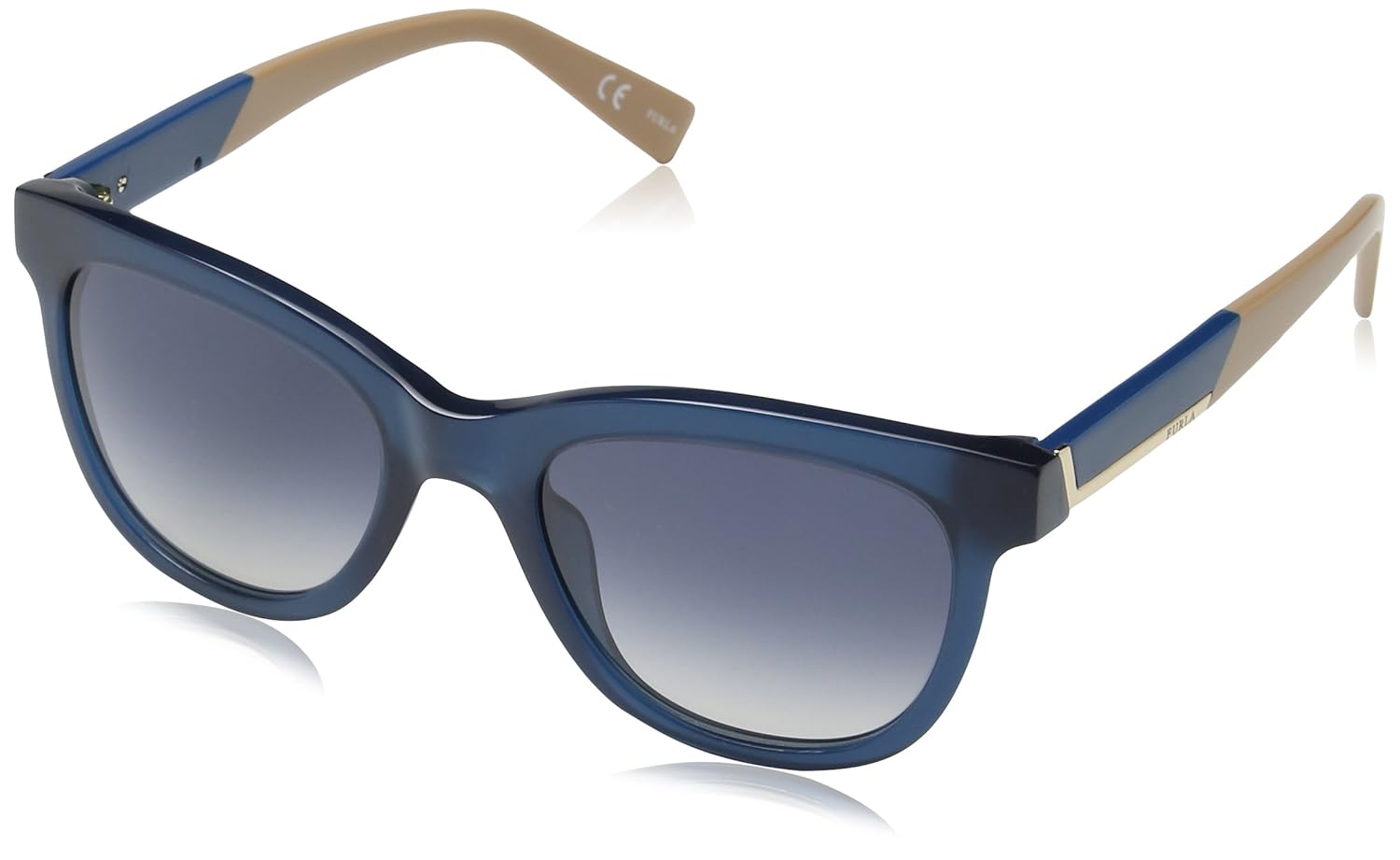 Furla Women's SFU039 Sunglasses, Shiny Blue/Petroleum, One Size Amazon