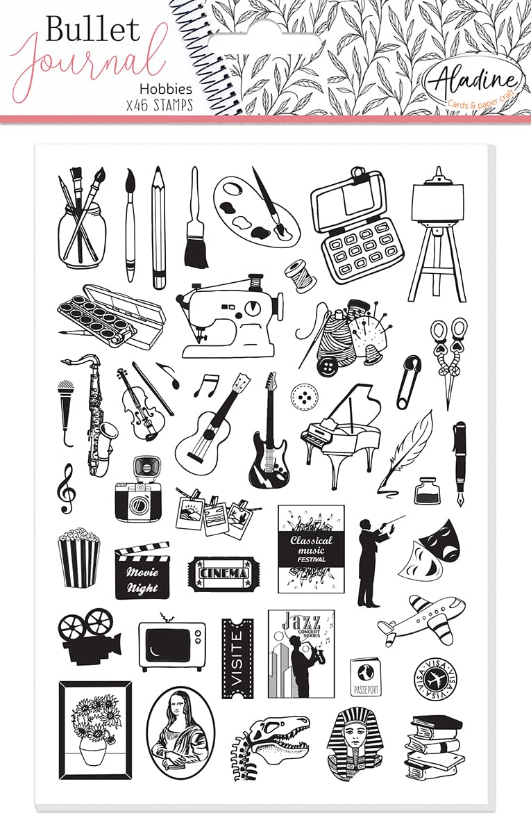 Aladine - Stampo Bullet Journal Hobbies - Foam Stamp Silicone Printing Ideal for Bullet Journal, Scrapbooking, Notebooks - Creative Hobbies DIY