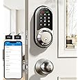 Veise Smart Locks for Front Door, 2 Knob Handle Set, Keyless Entry Deadbolt, App Control, Electronic Touchscreen Digital Keypad, Auto Lock, Easy Installation, IP54 Waterproof, Satin Nickel