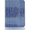 Compatible with iPad 10th 10.9 inch 2022 Case for Women, DMaos Crocodile Synthetic Leather Folio Smart Cover with Card Pencil Holder - Blue
