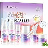Valentines Day Gifts for Women, Collagen Retinol Skincare Set, 6 Pcs Anti-Aging Skin Care Set with Hydrating Cleanser, Eye Cream, Toner, Cream & Lip Mask, Facial Kit for Women, Birthday Gift for Her