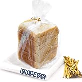 Reusable Plastic Bread Bags for Homemade Bread - 100 Pack Clear Bag with Ties For An Airtight Moisture-free Preservation and Storage - Loaf Home Bakers Bakery Owners