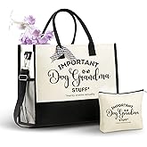 InnoBeta Dog Grandma Gifts, Canvas Tote Bag with Top Zipper Closure and Shoulder Strap for Birthday, Mother's Day, Christmas