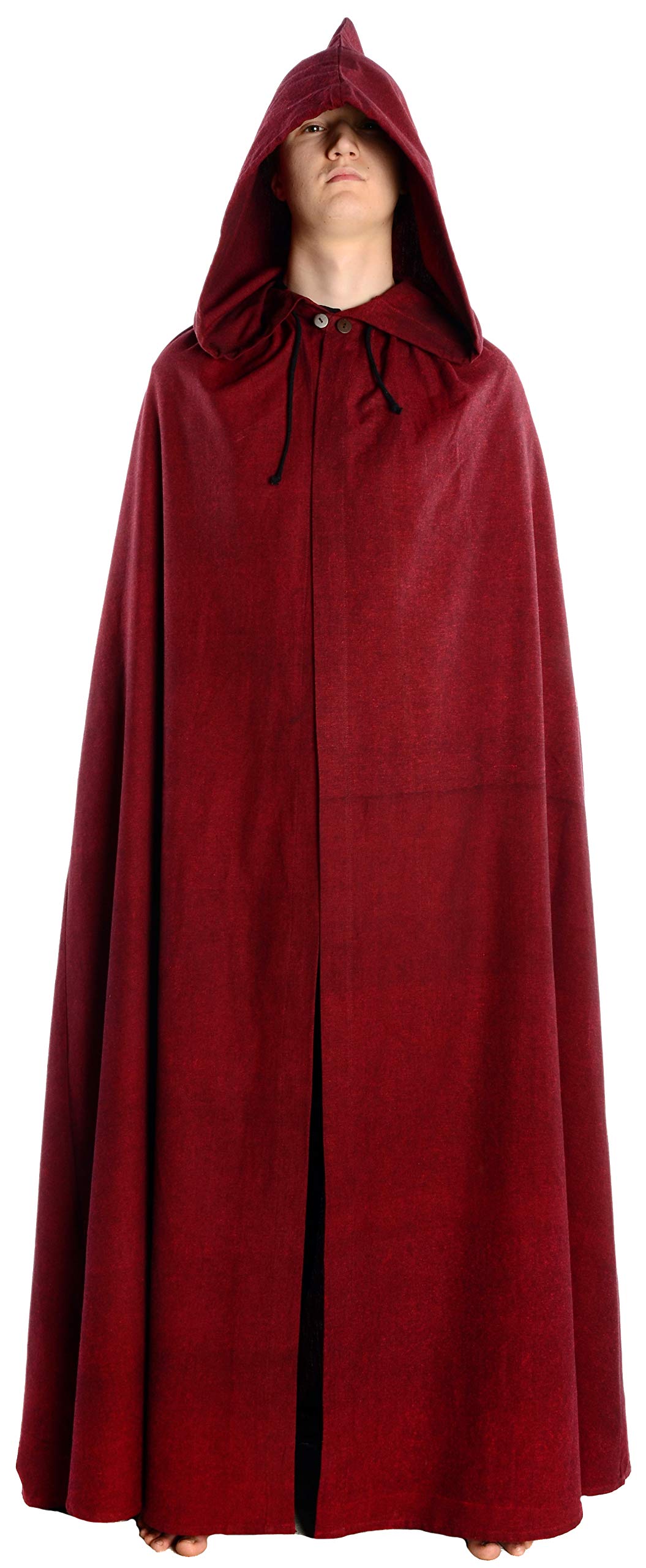 HEMAD Cape Medieval - Larp Cloak hooded dark red- Pure Strong Cotton