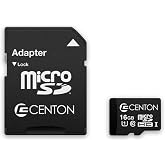 Centon Micro SD Memory Card with SD Adapter for All Devices, 16GB Storage | 16GB capacity, SD adapter included, Full HD &amp; 4K support, phones, tablets, cameras, PDAs, fast transfers, everyday use daily.
