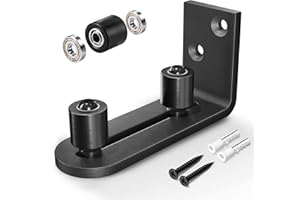 EaseLife Sliding Barn Door Bottom Floor Guide,Ball Bearings Adjustable Stay Roller,Wall Mount System,Flush Flat Bottom Design,2 Assemble Setup Options,Fit All Size Door,Black