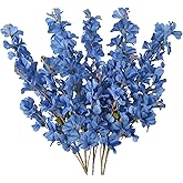IPOPU Blue Delphinium Artificial Flowers 5 Pcs Silk Larkspur Royal Blue Flowers Artificial Snapdragon for Tall Vase Wedding and Engagement Anniversary Arrangement
