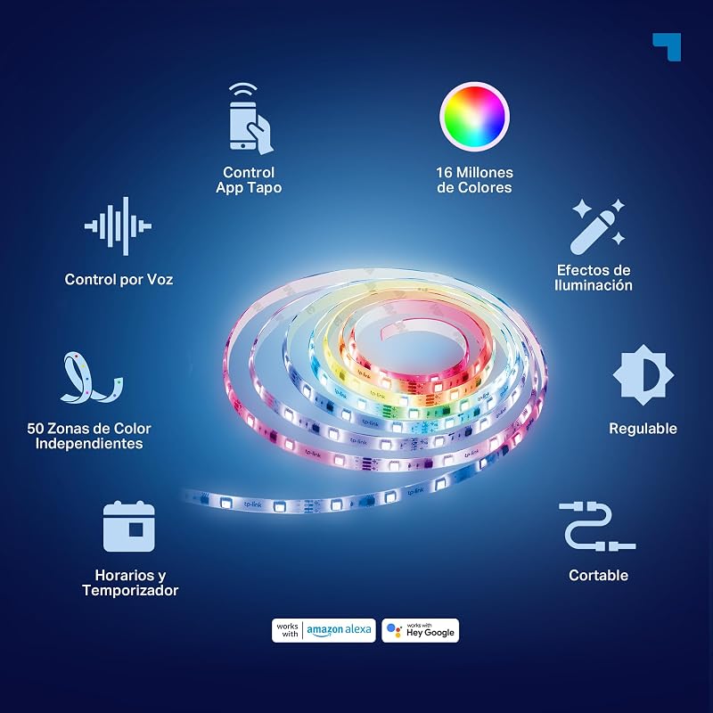 L920-5 - Tira LED Adhesiva Wi-Fi de 5M, RGB Multicolor, Control Remoto