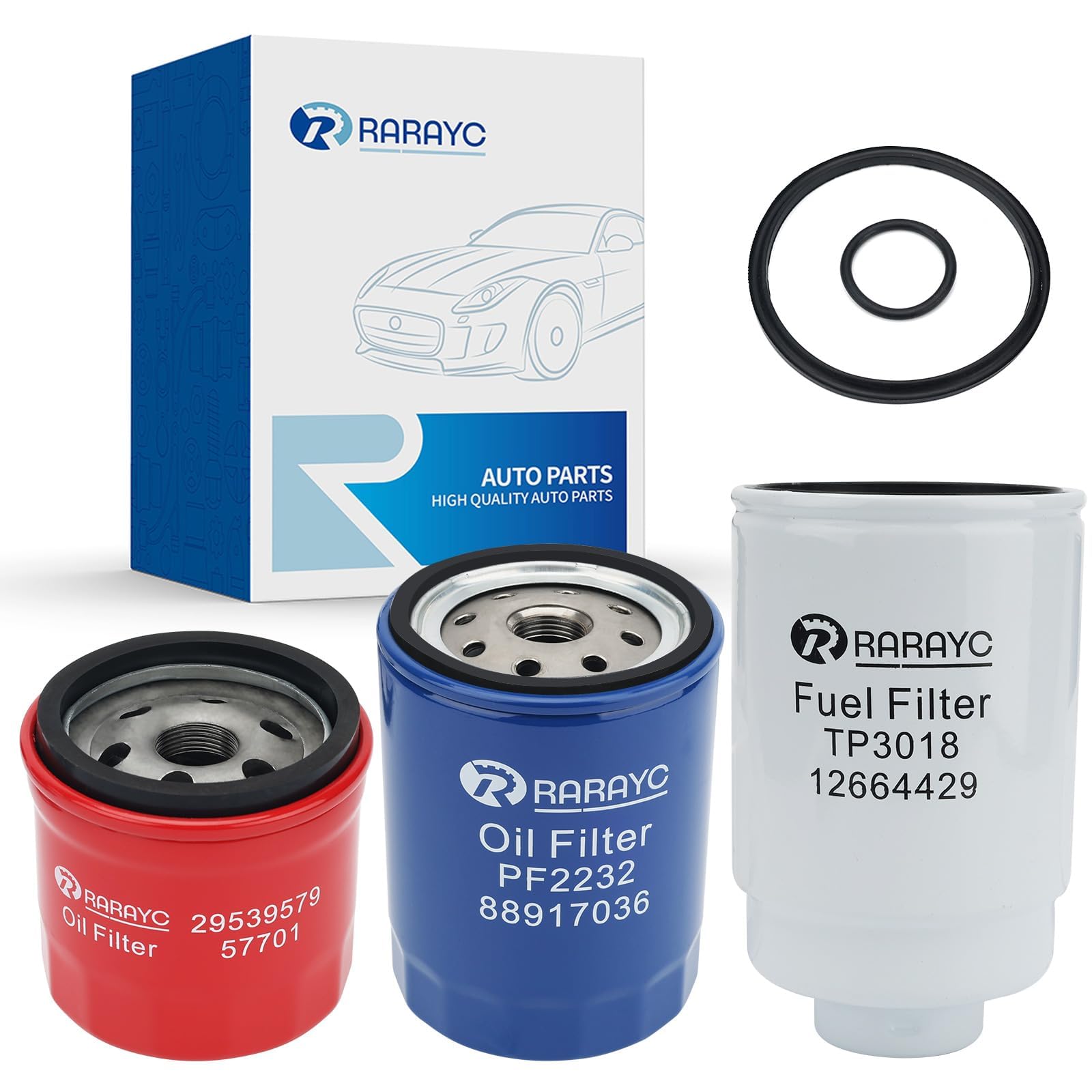 Photo 1 of RARAYC Diesel 6.6L Duramax Filter Kit Compatible with Chevy Silverado/GMC Sierra 2500 3500 HD 2001-2016 Replace# Fuel Filter TP3018, Oil Filter PF2232, Transmission Filters 29539579