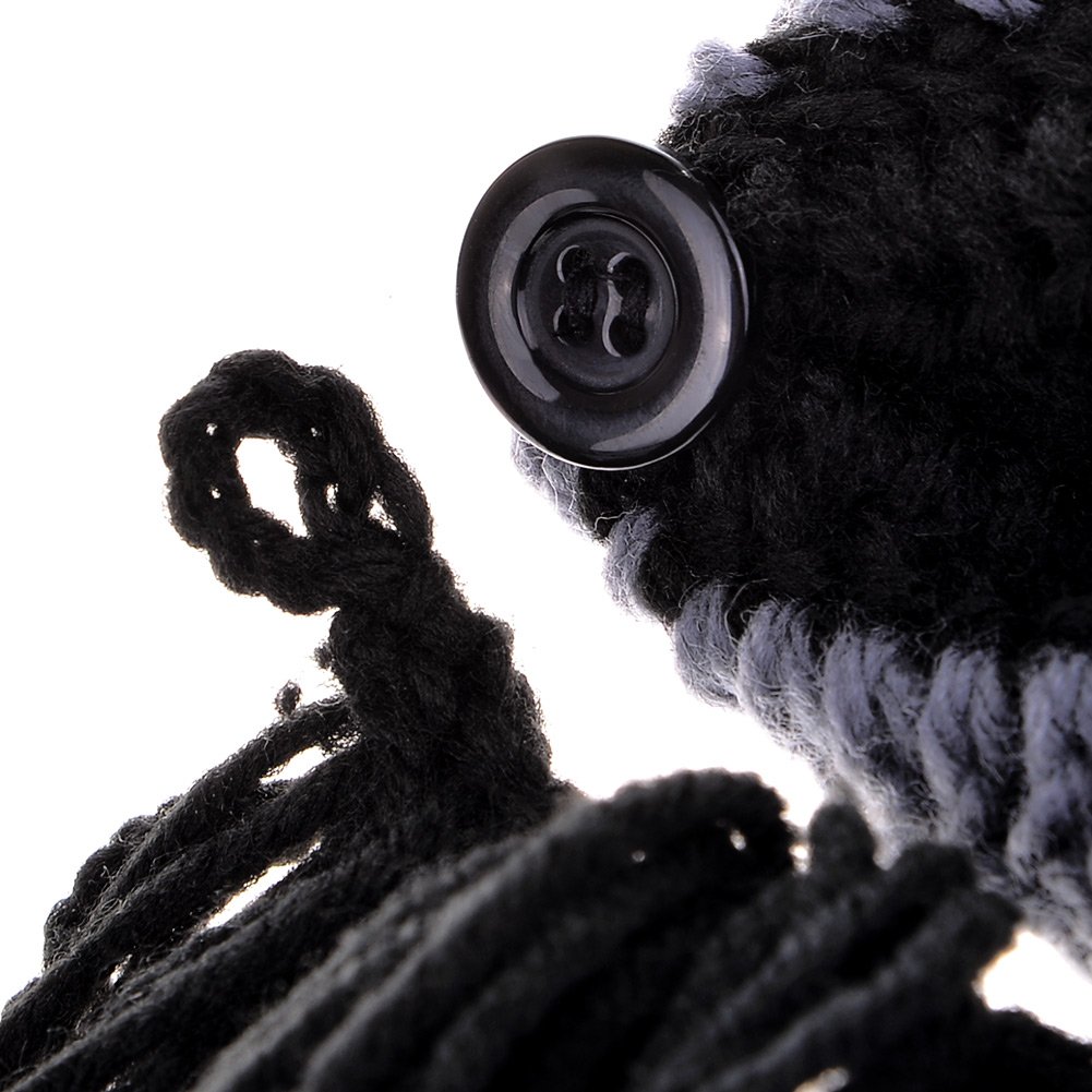 Vbiger Windproof Warm Knitted Beanie Hat Cap, Ox Horn and Beard, Black 3, OSFA