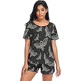 Gugusary Women's Pajama Sets Short Sleeve Top and Shorts Loungewear Sweatsuit with Pockets