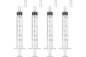 BEHERK 30 Pack 3 ml Syringe Without Needle, Syringe with Cap Individually Wrapped, for Liquids, Scientific Labs, Measurement, Dispensing