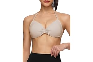 Clilopoal Halter Sports Bra for Women Padded Adjustable Strappy Bralettes Open Back Low Impact Yoga Gym Bras Casual Crop Top