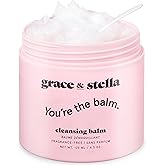 grace & stella Makeup Remover Cleansing Balm - Hydrating Facial Cleanser with Vitamin E for Soft, Nourished Skin - Melt Stubborn Waterproof Make Up, Mascara, Eye Liner - Vegan Skincare (102g/ 4.3 oz)