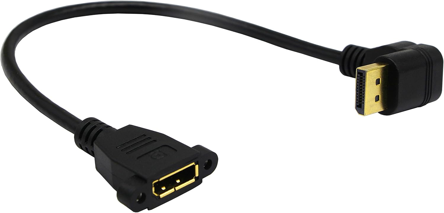 zdyCGTime Gold Plated 90 Degree Angled Down Displayport Male to Panel Mount Displayport Female Audio and Video Extender Adapter Cable,DP to Panel Mount DP Cable.(30 CM/12inch) - Image 4