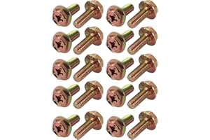 uxcell uxcell20Pcs M6x16mm Yellow Zinc Plated 4.8 Grade Phillips Drive Serrated Flange Hex Head Bolt