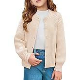 Haloumoning Girls Cardigan Button Down Long Sleeve Chunky Knit Sweater Fall Cute Outerwear Coat 5-14Y