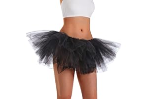 Phantomon Tutu Skirt Women's Teens Classic Elastic 5 Layered Tulle Ballet Skirt, 1950s Vintage Style Short Skirt, Adult Size