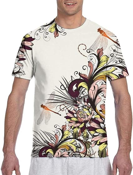 Herren T-Shirts Schöner Blumenhintergrund mit bunten Strudeln Lustiges