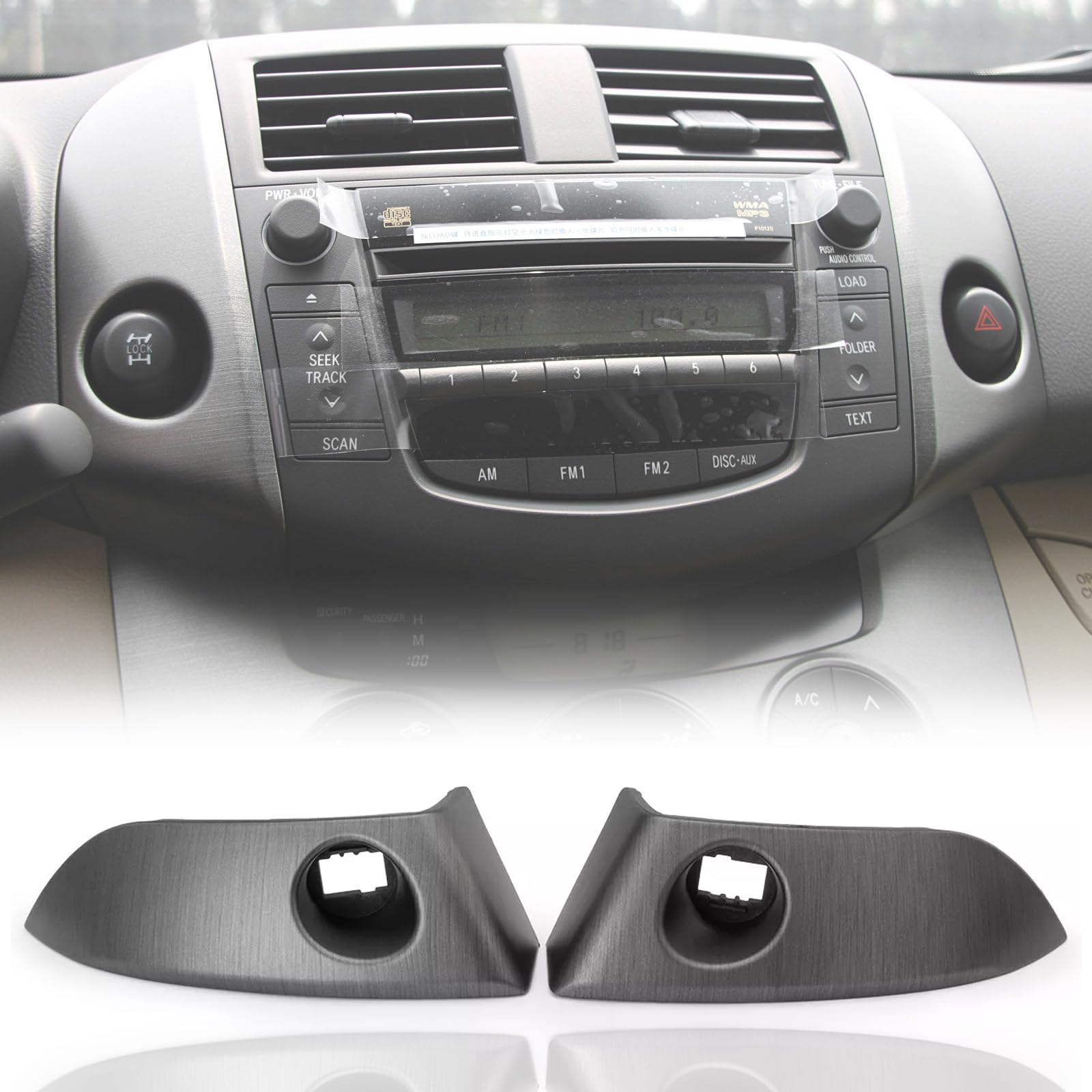 Photo 1 of Rav4 Central Dashboard Cover Strip Trim for Toyota RAV4 Base Limited EV Sport 2006 2007 2008 2009 2010 2011 2012 Center Instrument Cluster Finish Panel Trim Replace # 55413-42070-B0 55412-42060-B0