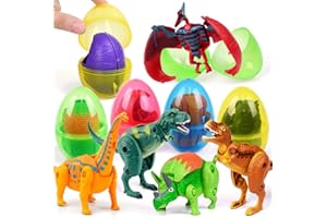 OCATO Easter Eggs Filled with Dinosaur Toys Jumbo Deformation Dinosaur Eggs Easter Egg Fillers Plastic Surprise Eggs Easter Basket Stuffers Easter Party Favors for Kids Boys Girls Toddlers 6 Pack
