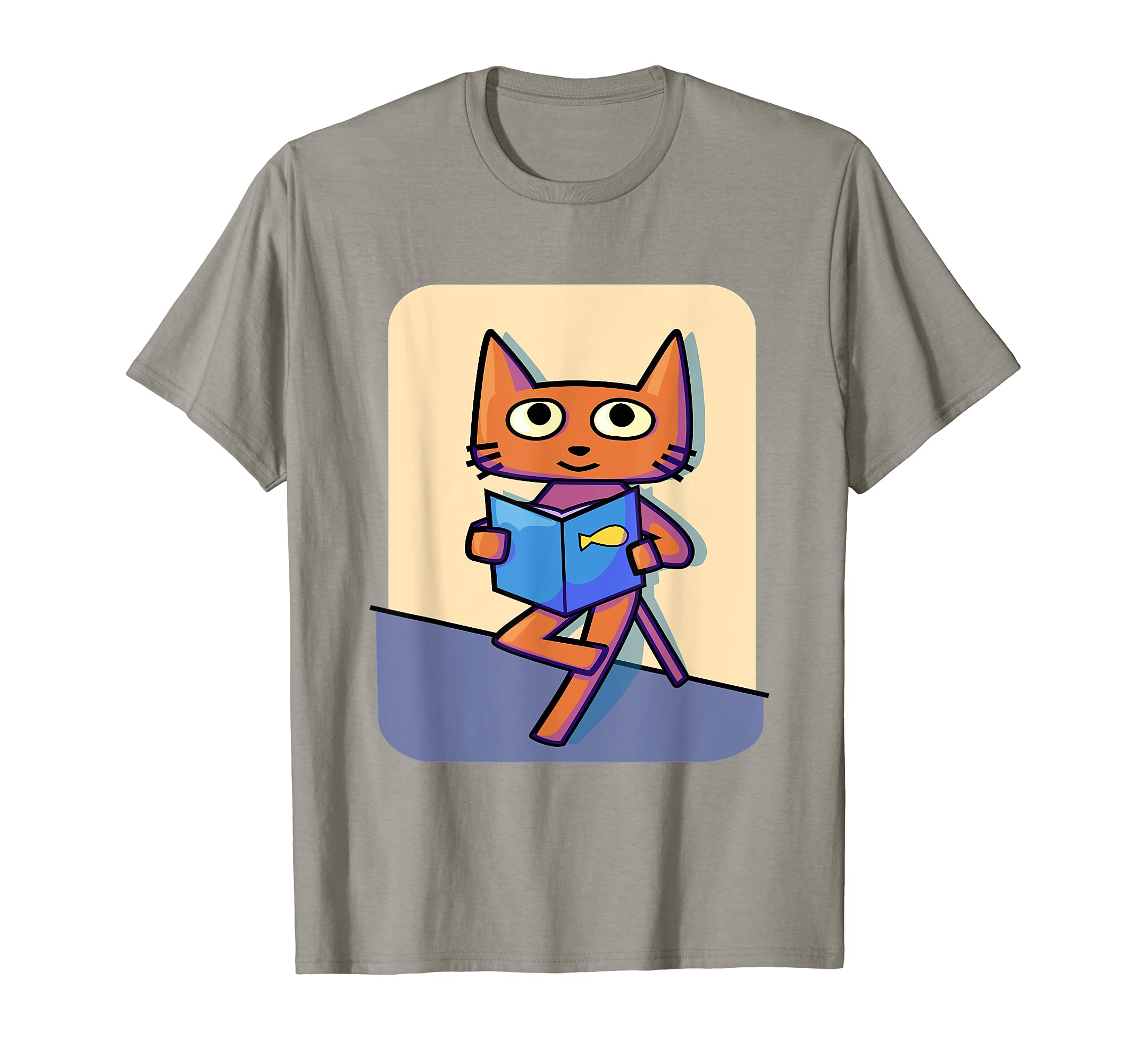 Cat Reading Book Cartoon T-Shirt