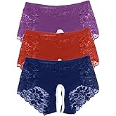 CENYINVEFI Sexy Panties for Women Plus Size Lace Cut Low Thongs G-Strings Seamless Breathable Underwear Briefs 3 Pack