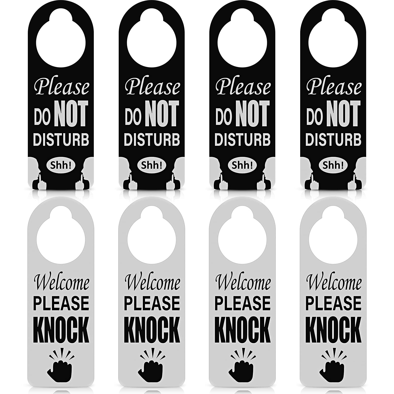 4 Pieces Double Sided Door Knob Privacy Sign Do Not Disturb Door Hanger and Welcome Please Knock Sign for Office Bathroom, Home, Conference Room, Shared Apartment