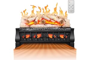 ELECTACTIC Electric Fireplace Insert Log Heater 21 Inches, 5 Flame Brightness, Multiple Flicker Speed, 750w/1500w Heating, Remote Control, Auto Shut Off