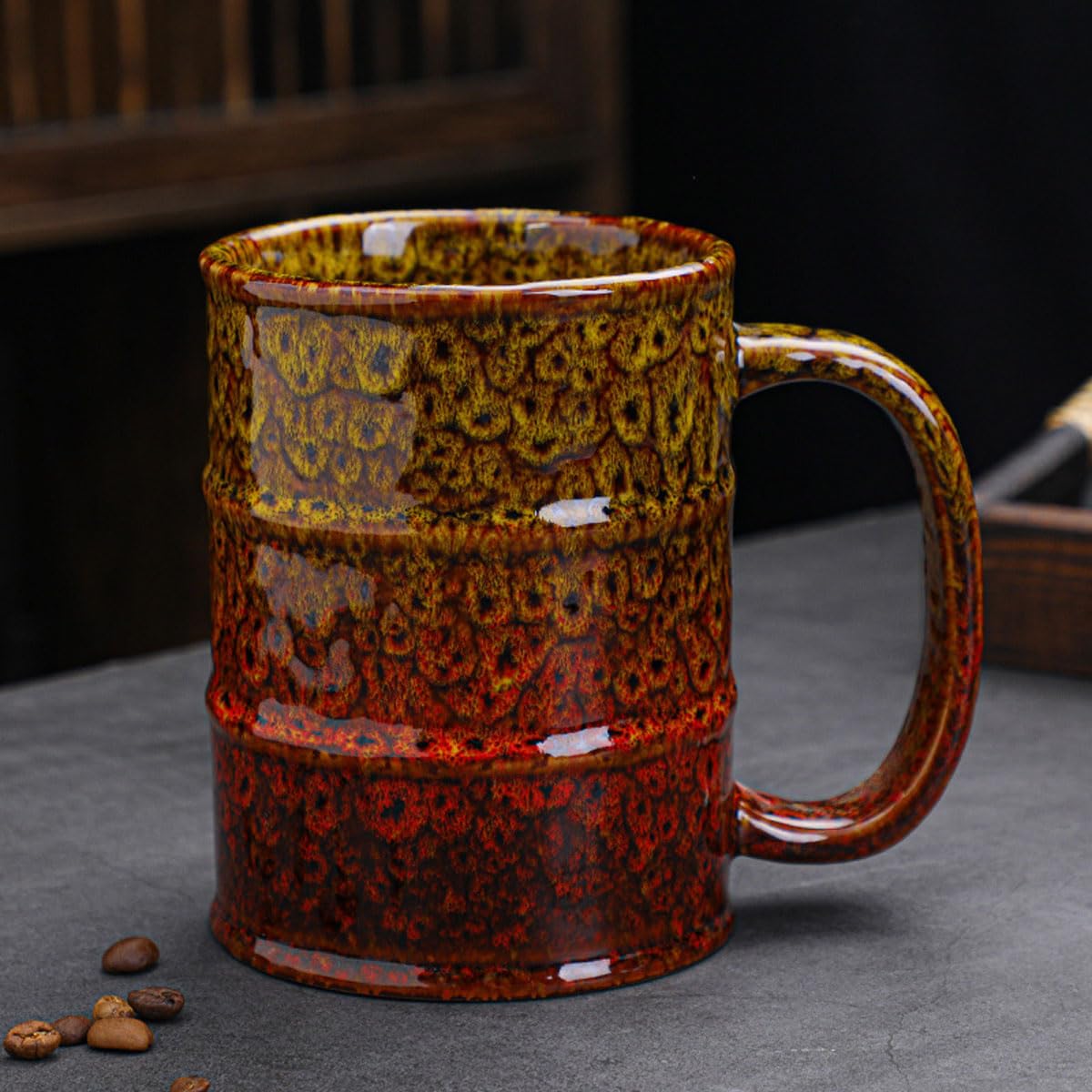 hengshukeji Beer Mugs-Coffee Mug,Large Ceramics Coffee Mugs,600ml/20oz,Extra Large Tea and Coffee Cup for Office and Home，Microwave and Dishwasher Safe (Yellow)