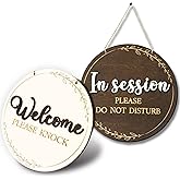 Woodamore In Session Door Sign For Therapists - Please Do Not Disturb Sign For Office Door, Therapy Session In Progress Doors Signs, Welcome Please Knock Signs For Doors, Massage Therapy Decor