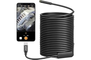 Anykit Type-C Endoscope Camera with 8 Adjustable LED Lights, Borescope with Semi-Rigid Snake Camera, IP67 Waterproof Plumbing Inspection Camera for Phone & Tablet(33ft)